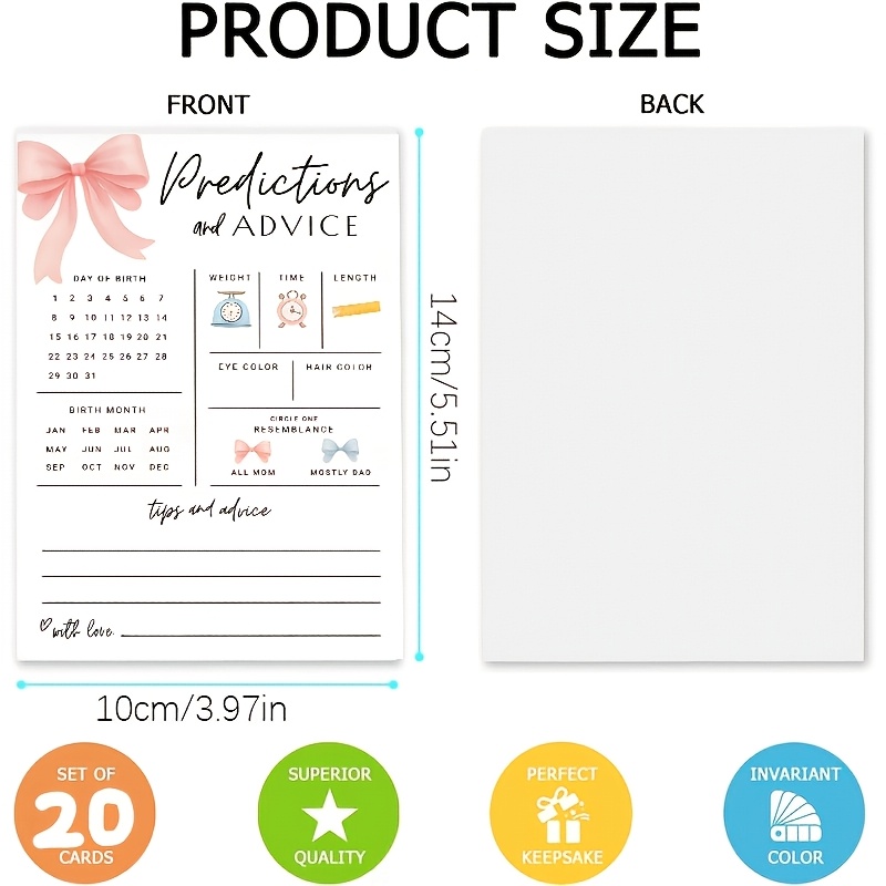 20 Carte per Previsioni e Sugg - Party Games Baby Shower recensione e prezzo